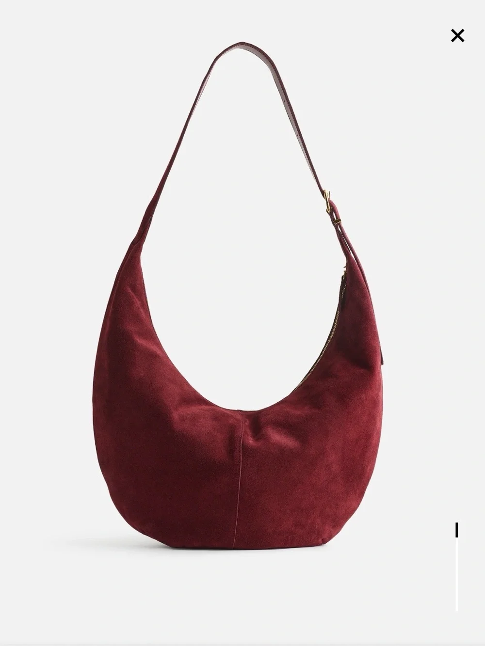 Madewell Essential Curve Shoulder Bag Suede Deep Merlot EUC